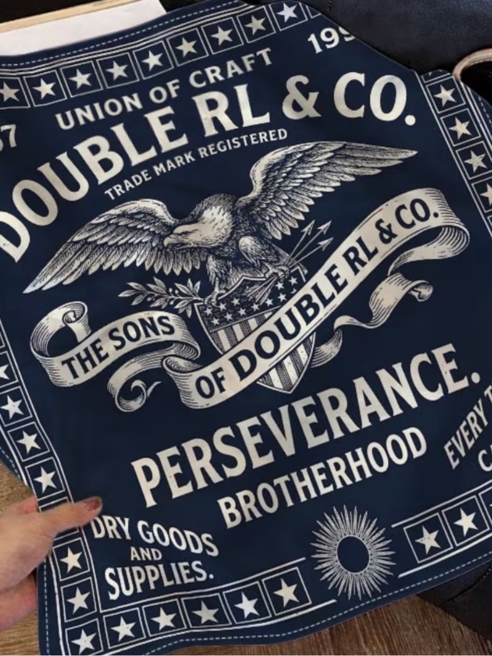🚂 Double RL & Co Navy Bandana - Polyester 35” x 35”